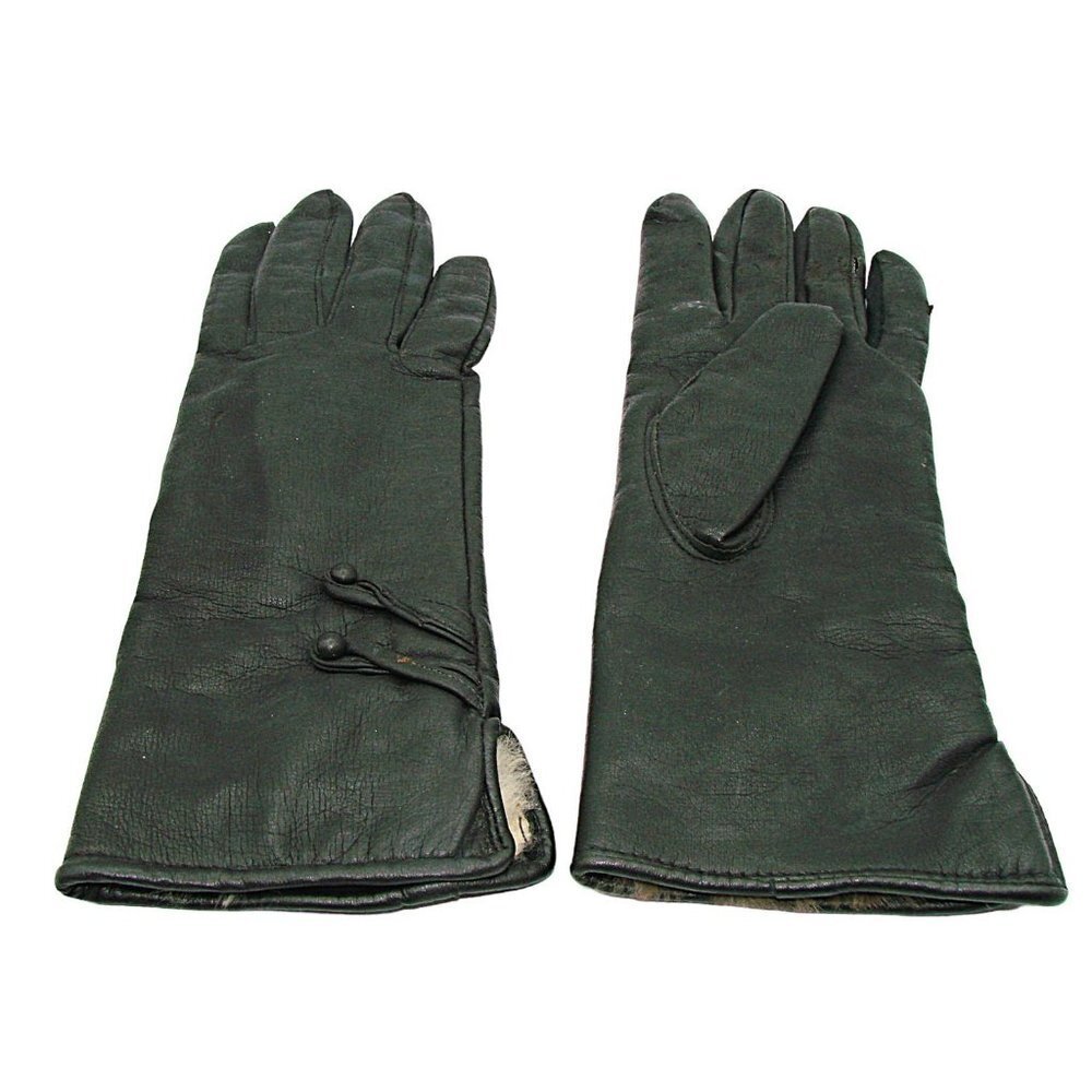 Vintage Womens Black Fashion Faux Fur Partially Lined Stretch Gloves Size B